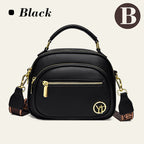Classic multi-room adjustable wide strap PU leather crossbody bag
