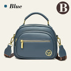 Classic multi-room adjustable wide strap PU leather crossbody bag