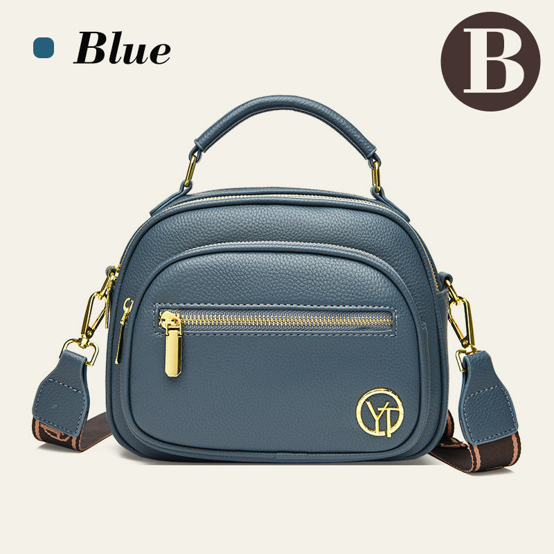 Classic multi-room adjustable wide strap PU leather crossbody bag