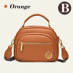 Classic multi-room adjustable wide strap PU leather crossbody bag