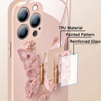 Flat 3D glass case with butterfly pattern for iPhone