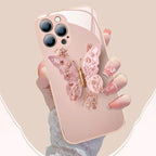 Flat 3D glass case with butterfly pattern for iPhone