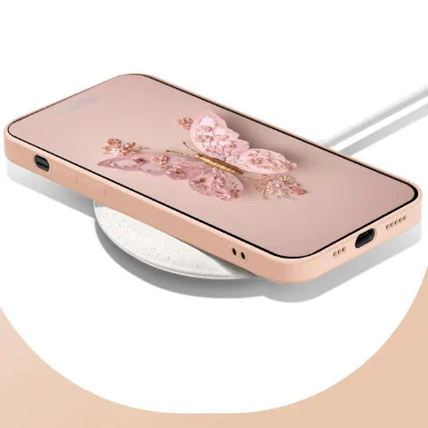 Flat 3D glass case with butterfly pattern for iPhone