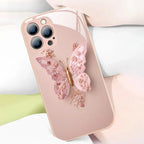 Flat 3D glass case with butterfly pattern for iPhone