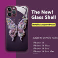 Flat 3D glass case with butterfly pattern for iPhone