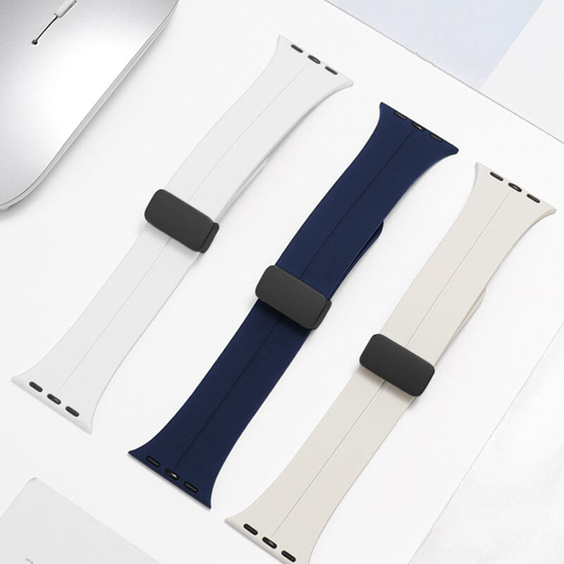Silicone wristband with magnetic folding clasp for iwatch