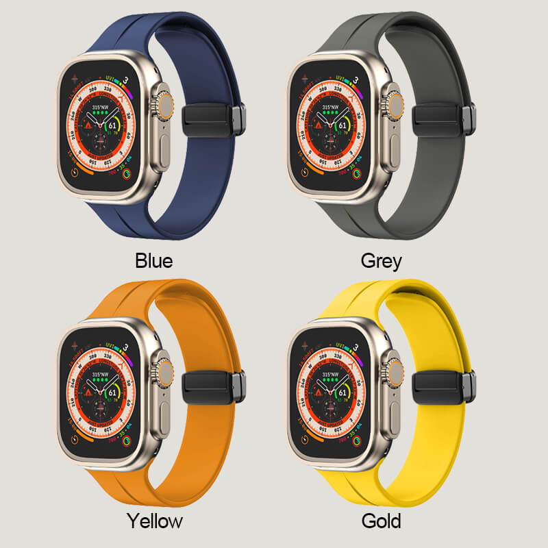 Silicone wristband with magnetic folding clasp for iwatch