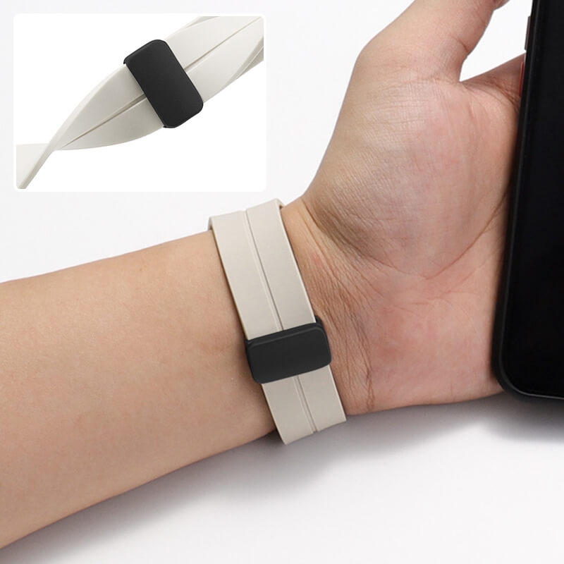 Silicone wristband with magnetic folding clasp for iwatch