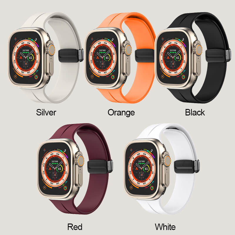 Silicone wristband with magnetic folding clasp for iwatch