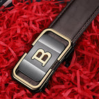 Men's belt with crocodile pattern and automatic buckle