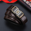 Men's belt with crocodile pattern and automatic buckle