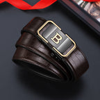 Men's belt with crocodile pattern and automatic buckle