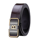 Men's belt with crocodile pattern and automatic buckle