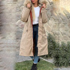 Winter coat with hood and fur collar, casual parka for women
