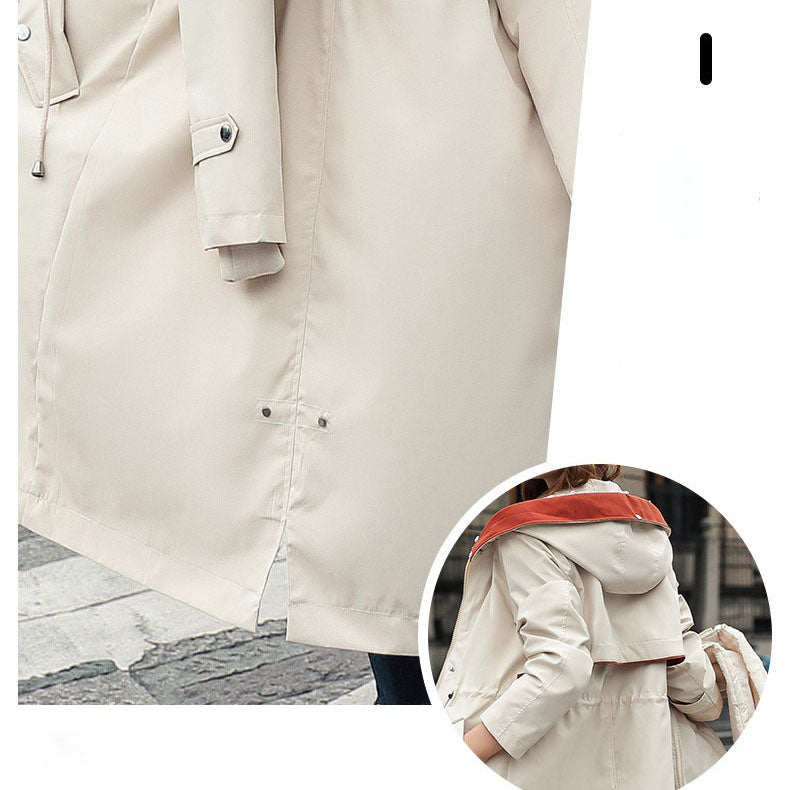 Winter coat with hood and fur collar, casual parka for women