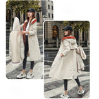 Winter coat with hood and fur collar, casual parka for women