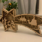 LED Christmas decorations in wood Nativity Scene Star-shaped desk lamp
