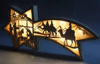 LED Christmas decorations in wood Nativity Scene Star-shaped desk lamp