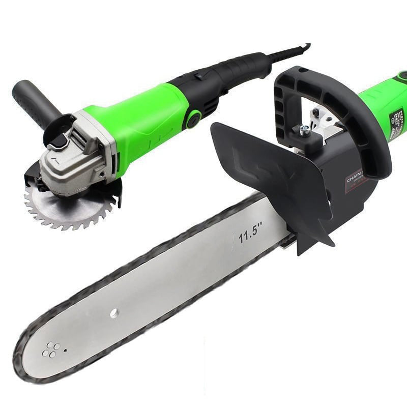 Angle grinder converted to electric chainsaw