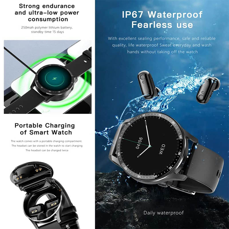 2-in-1 Smartwatch with Earbuds (For iPhone & Android)