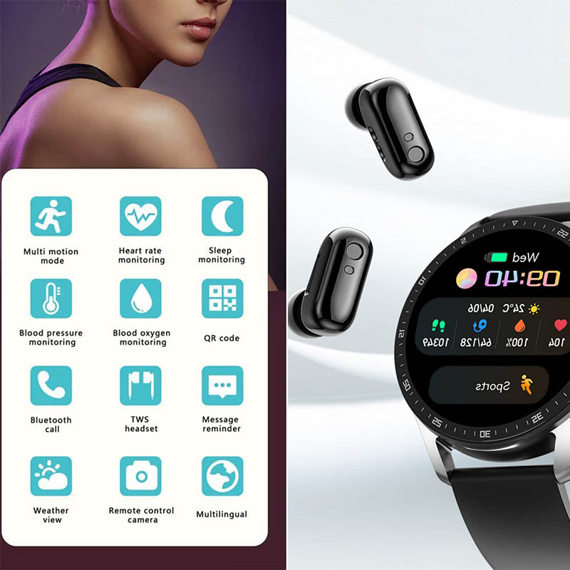 2-in-1 Smartwatch with Earbuds (For iPhone & Android)