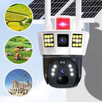 360° smart solar surveillance camera with three screens