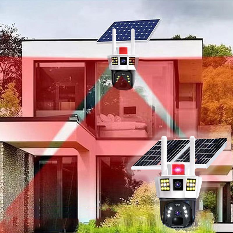 360° smart solar surveillance camera with three screens