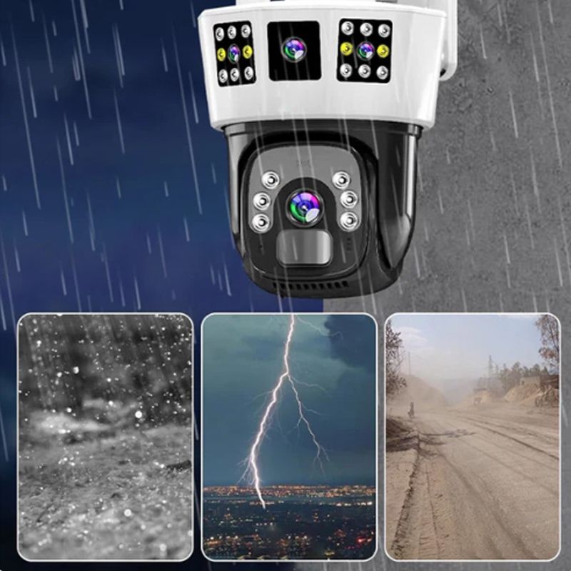 360° smart solar surveillance camera with three screens