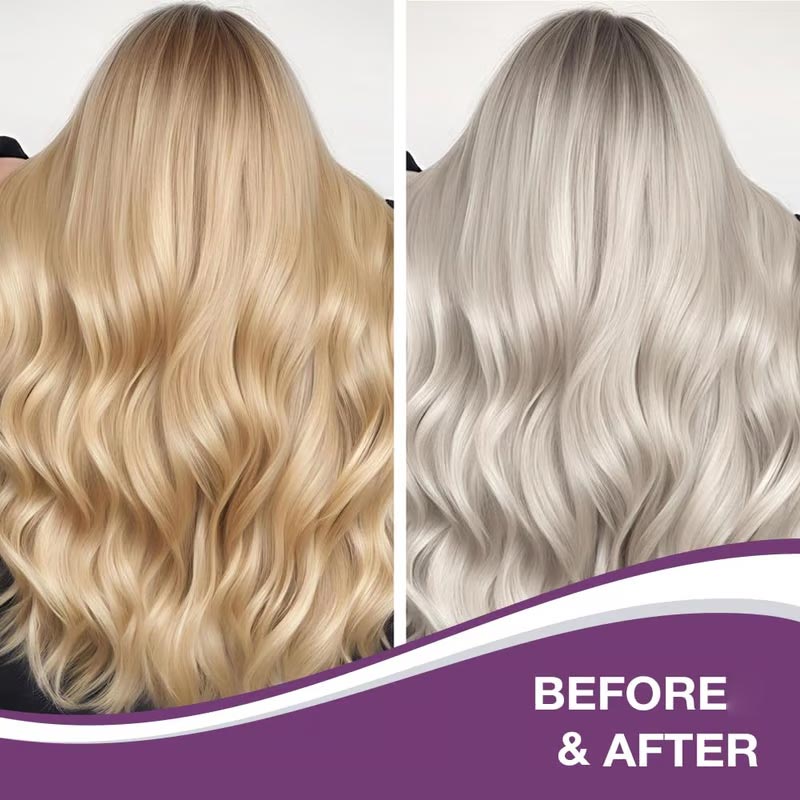 Purple keratin hair mask - locks in color and neutralizes brassiness and yellow tones for blonde silver-gray hair with light highlights