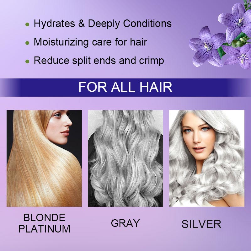 Purple keratin hair mask - locks in color and neutralizes brassiness and yellow tones for blonde silver-gray hair with light highlights