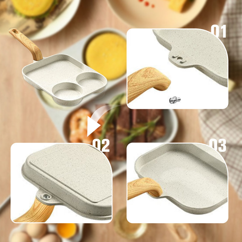3-in-1 divided non-stick pan
