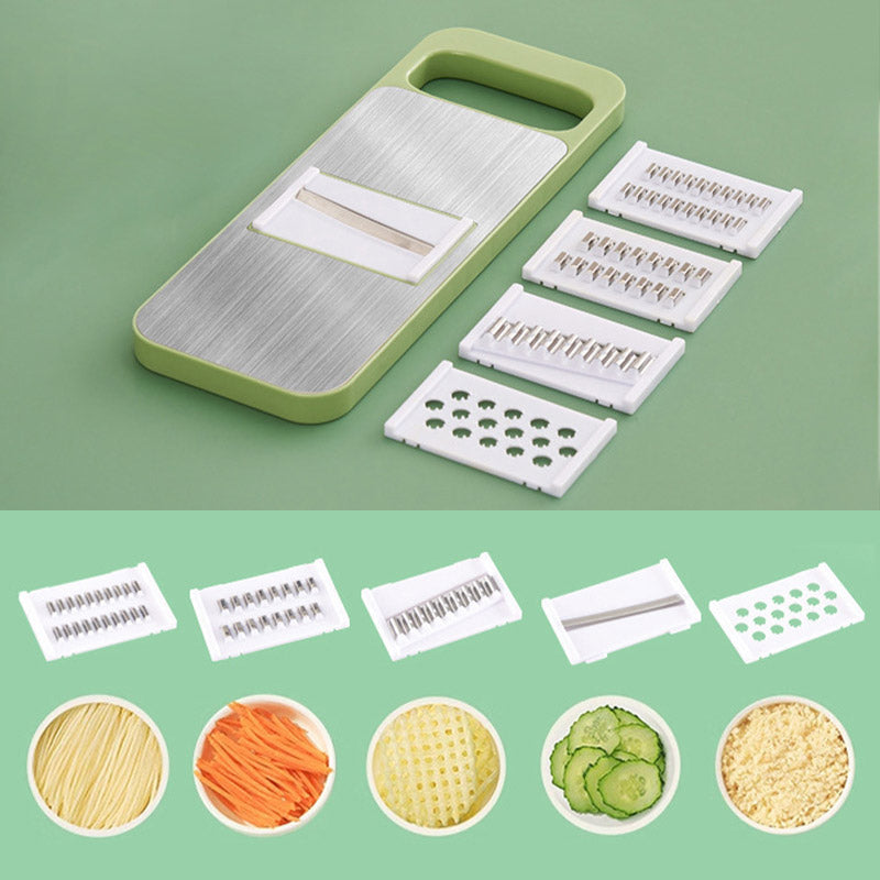 Multi-functional 7-in-1 kitchen chopper in stainless steel with hand protection