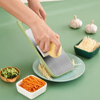 Multi-functional 7-in-1 kitchen chopper in stainless steel with hand protection