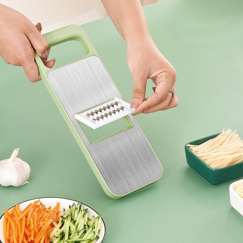 Multi-functional 7-in-1 kitchen chopper in stainless steel with hand protection
