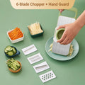 Multi-functional 7-in-1 kitchen chopper in stainless steel with hand protection