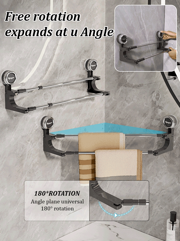 AquaElegance Suction Cup Double Towel Holder | Effortlessly stylish towel storage with secure suction technology for a tidy bathroom