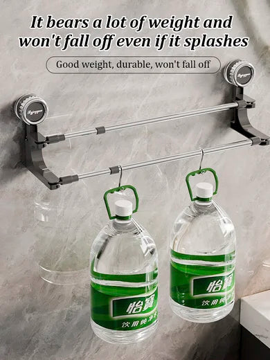 AquaElegance Suction Cup Double Towel Holder | Effortlessly stylish towel storage with secure suction technology for a tidy bathroom