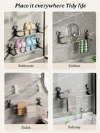 AquaElegance Suction Cup Double Towel Holder | Effortlessly stylish towel storage with secure suction technology for a tidy bathroom