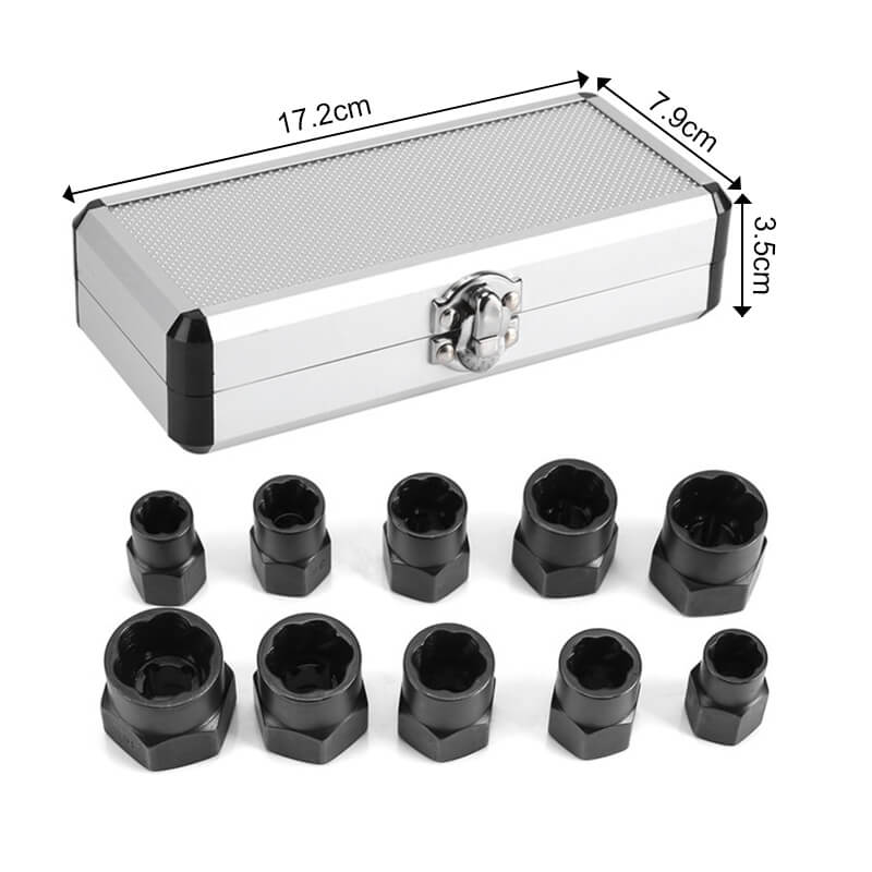 10 pcs. set with screw extractor for damaged screws