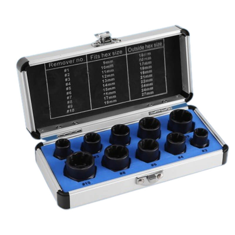 10 pcs. set with screw extractor for damaged screws