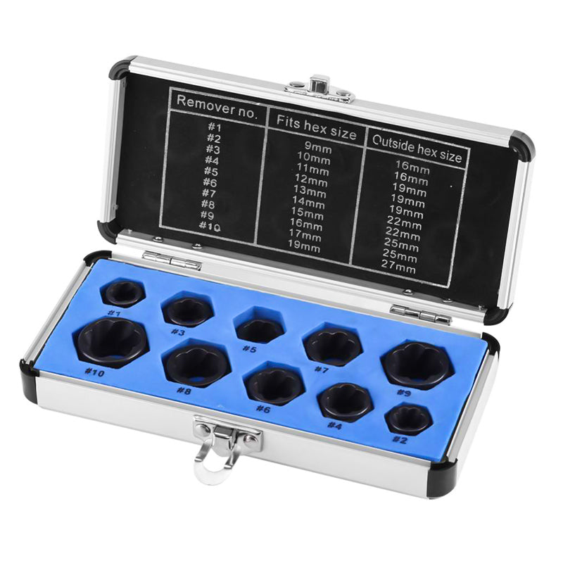 10 pcs. set with screw extractor for damaged screws
