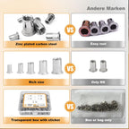 Set with hex nuts with flat head and insert pins