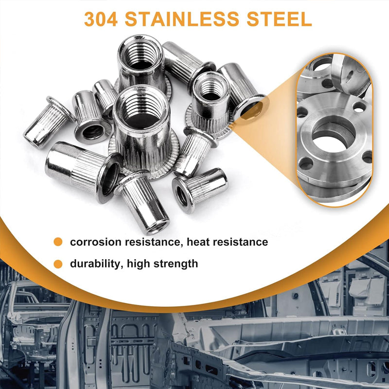 Set with hex nuts with flat head and insert pins