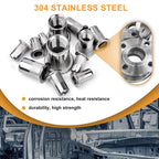 Set with hex nuts with flat head and insert pins