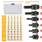 Set with hex nuts with flat head and insert pins