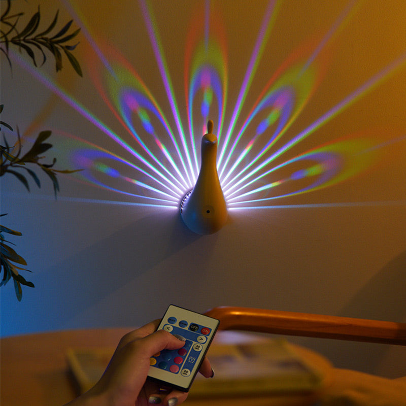 Peacock Projection Wall Lamp with Remote Control