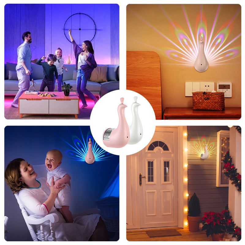 Peacock Projection Wall Lamp with Remote Control
