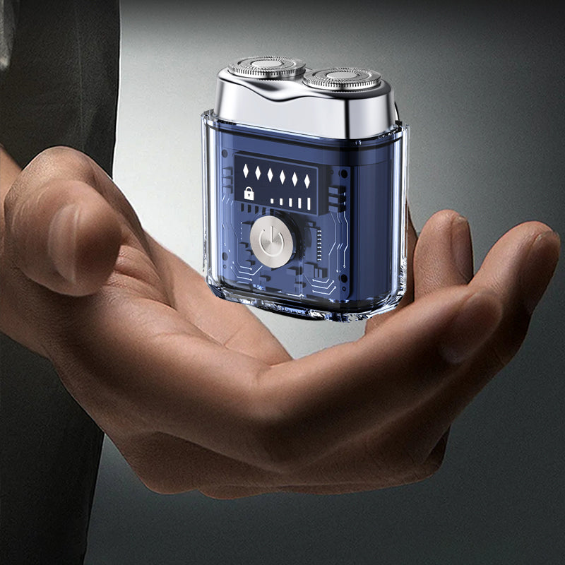 Futuristic transparent mini electric smooth shaver