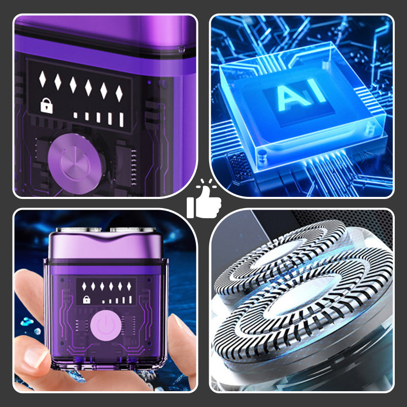 Futuristic transparent mini electric smooth shaver