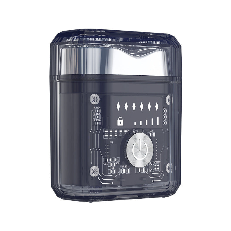 Futuristic transparent mini electric smooth shaver
